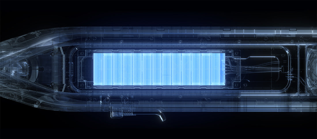 Internal view of kick scooter battery pack