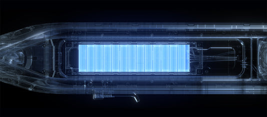 Internal view of kick scooter battery pack