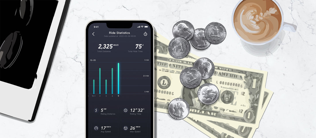 How far can you travel for $5? Kick scooter vs. car vs. motorcycle!