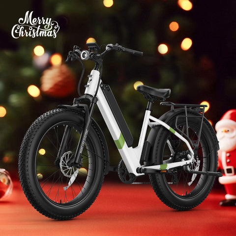 BQi Fat Tire 300 Off-Road Ebike (Step-through) White Speed 28mph | 50 miles