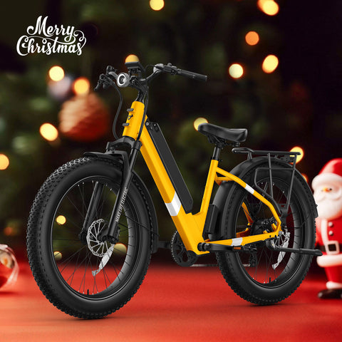 BQi Fat Tire 300 Off-Road Ebike (Step-through) Yellow Speed 28mph | 50 miles