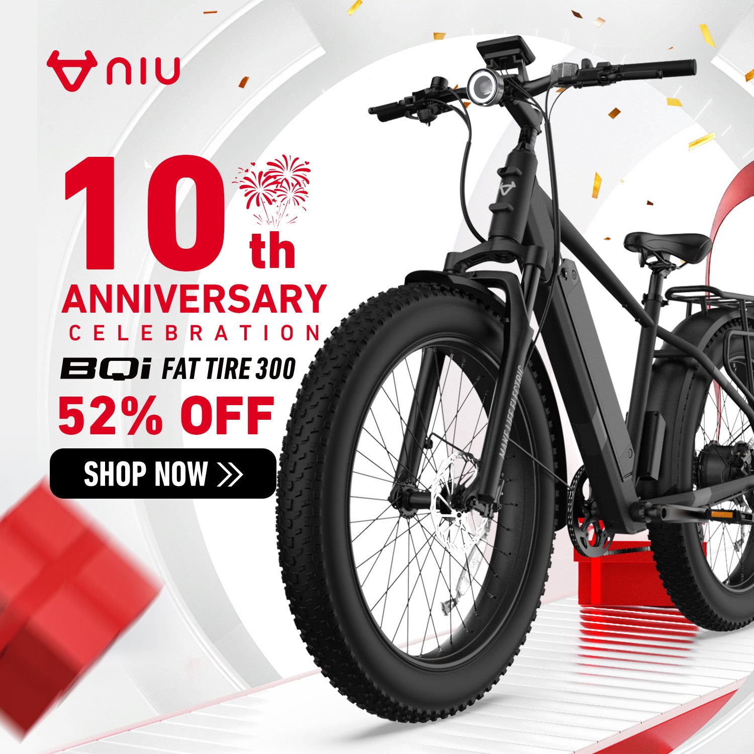 BQi Fat Tire 300 Off-Road Electric Bike (Step-over) Grey 28mph | 50 miles