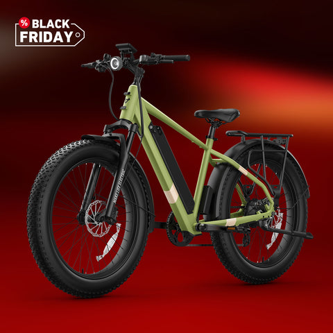 BQi Fat Tire 300 Off-Road Ebike (Step-over) Green Speed 28mph | 50 miles