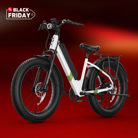 BQi Fat Tire 300 Off-Road Ebike (Step-through) White Speed 28mph | 50 miles