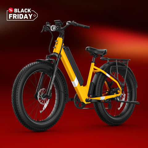 BQi Fat Tire 300 Off-Road Ebike (Step-through) Yellow Speed 28mph | 50 miles