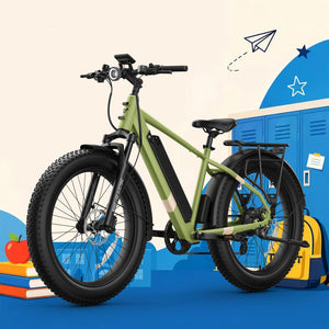 BQi Fat Tire 300 Off-Road Ebike (Step-over) Green Speed 20mph | 50 miles