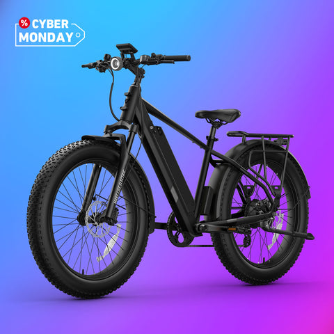 BQi Fat Tire 300 Off-Road Ebike (Step-over) Black Speed 28mph | 50 miles