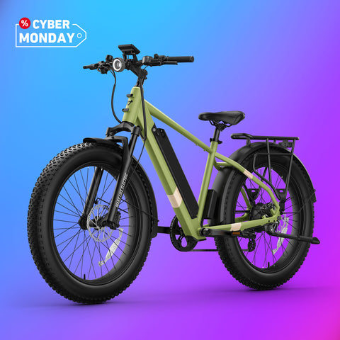 BQi Fat Tire 300 Off-Road Ebike (Step-over) Green Speed 28mph | 50 miles