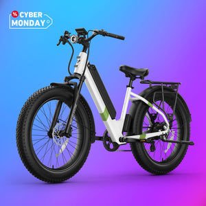 BQi Fat Tire 300 Off-Road Ebike (Step-through) White Speed 28mph | 50 miles