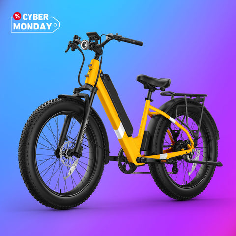 BQi Fat Tire 300 Off-Road Ebike (Step-through) Yellow Speed 28mph | 50 miles