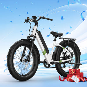 BQi Fat Tire 300 Off-Road Ebike (Step-through) White Speed 28mph | 50 miles