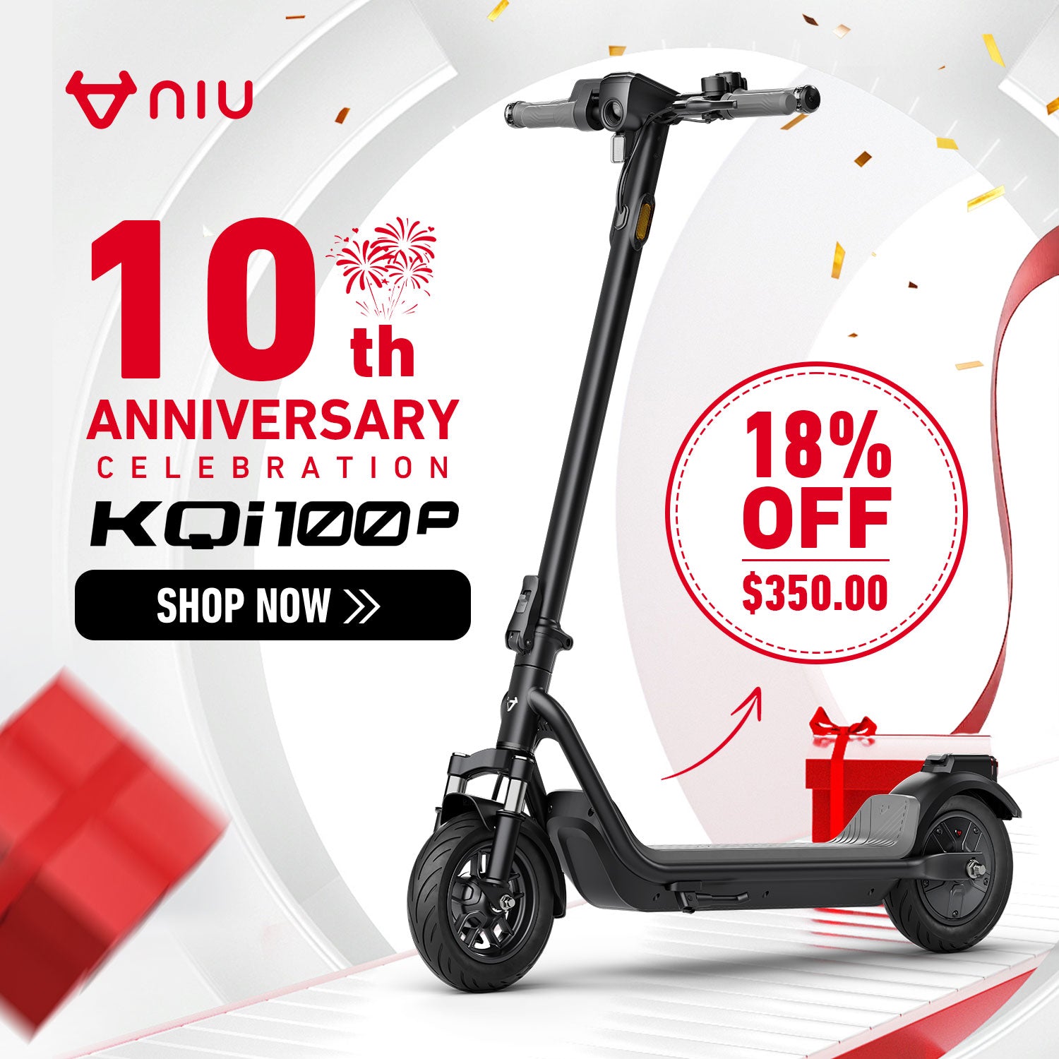 NIU KQi 100P Electric Kick Scooter 17.4 mph | 18 miles
