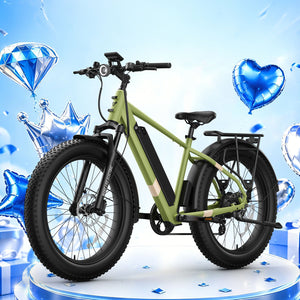 BQi Fat Tire 300 Off-Road Ebike (Step-over) Green Speed 28mph | 50 miles